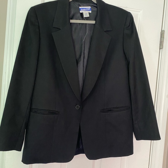 VTG Pendleton 8 black blazer button 100% wool - Picture 2 of 10